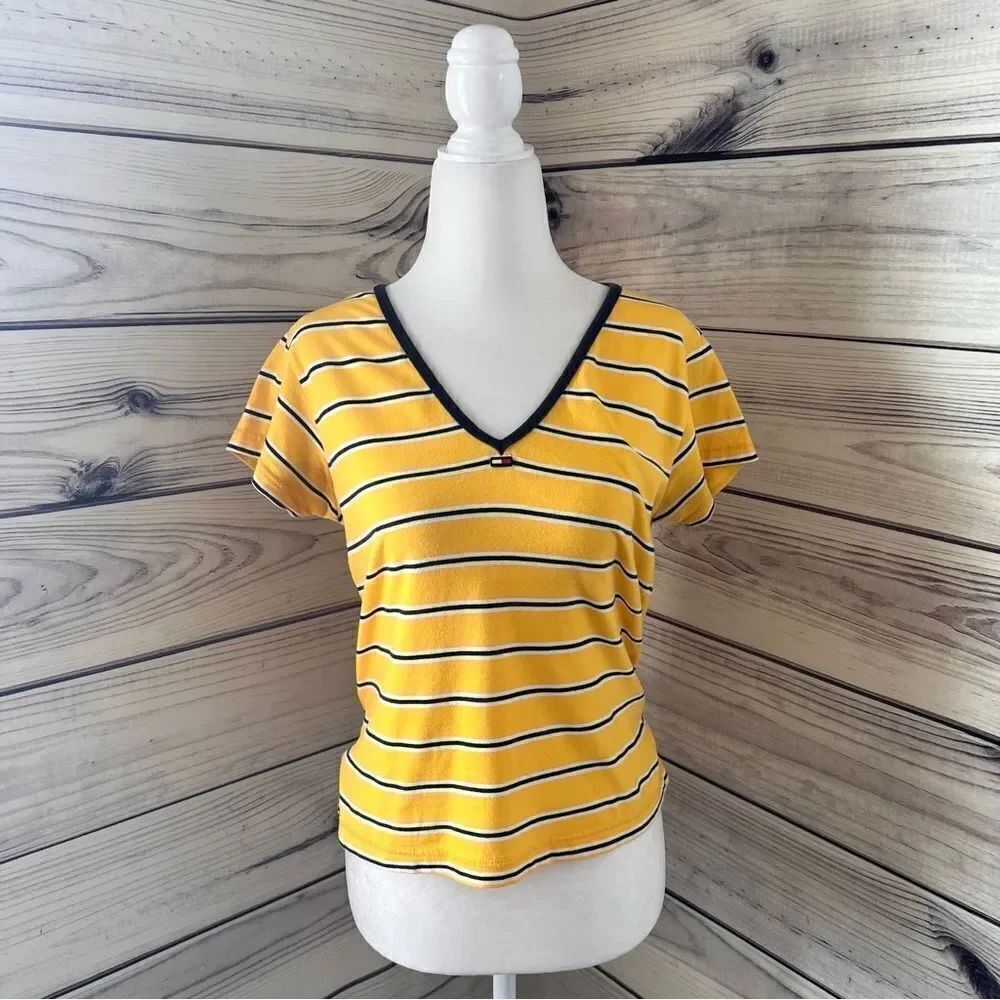 Vintage Tommy Hilfiger Tommy Jeans Yellow Striped T-Shirt